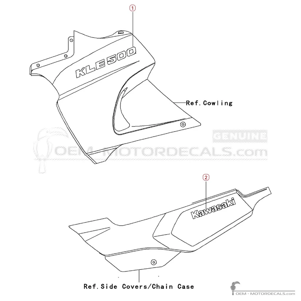 Decals for Kawasaki KLE 500 2002 • Kawasaki OEM Decals