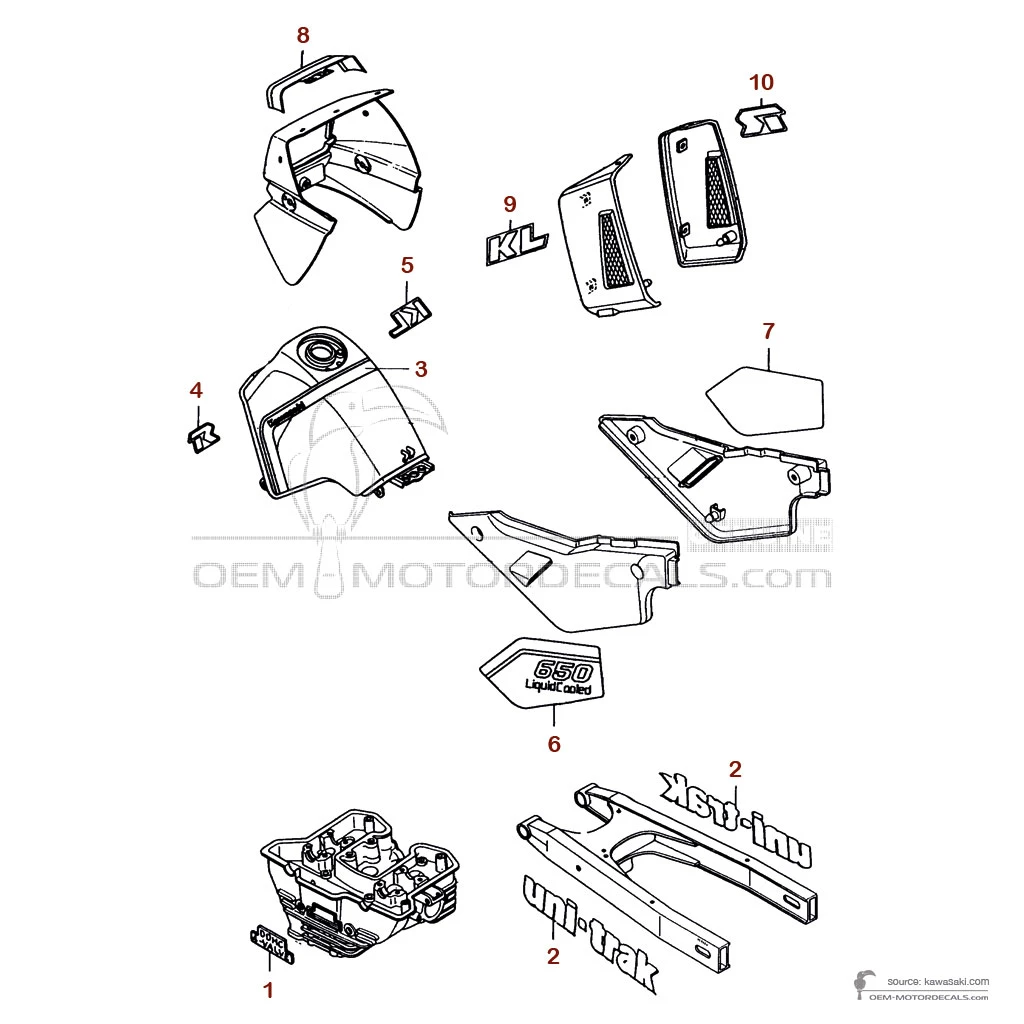 Decals for Kawasaki KLR650 1988 - Blue • Kawasaki OEM Decals