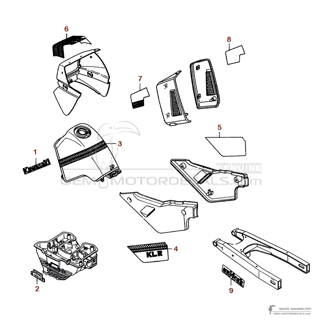 Naklejki do Kawasaki KLR650 1989 - Niebieski • Kawasaki Naklejki OEM