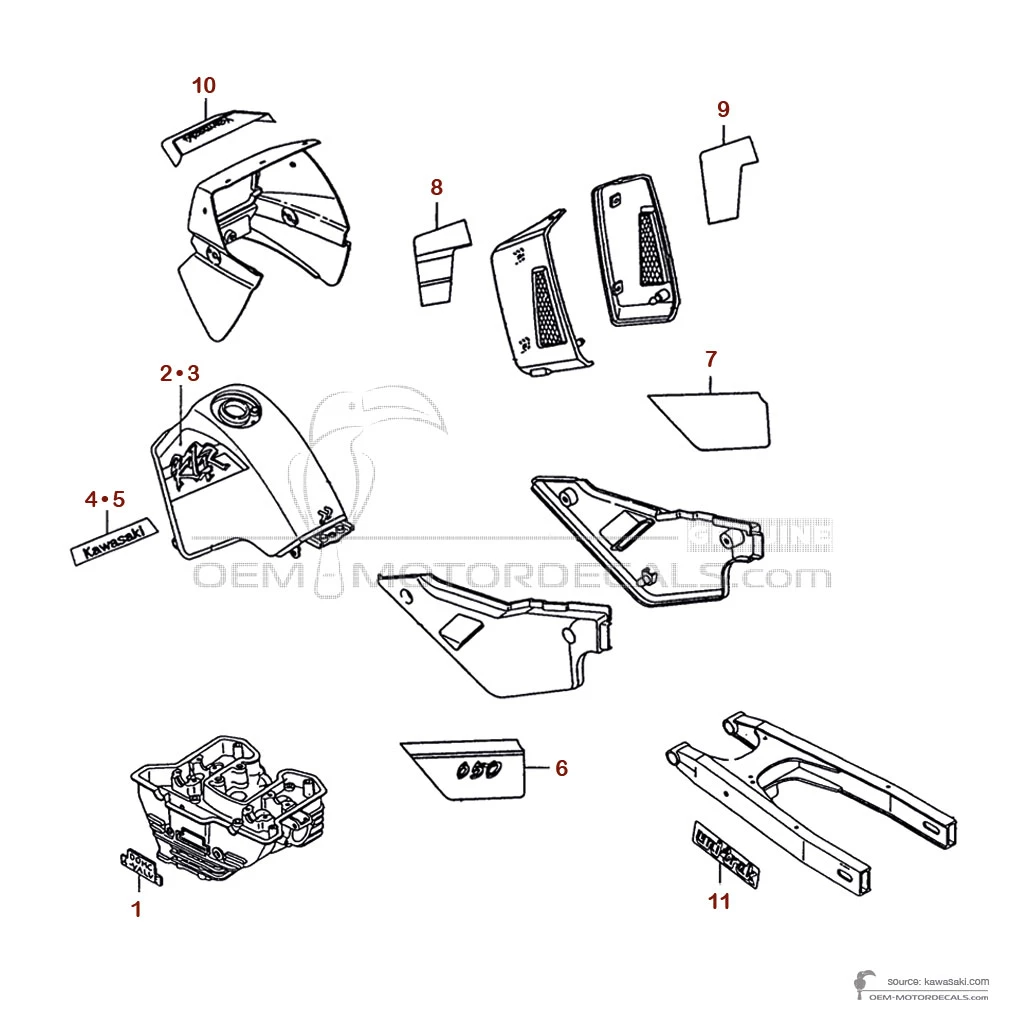 Naklejki do Kawasaki KLR650 1993 - Niebieski • Kawasaki Naklejki OEM