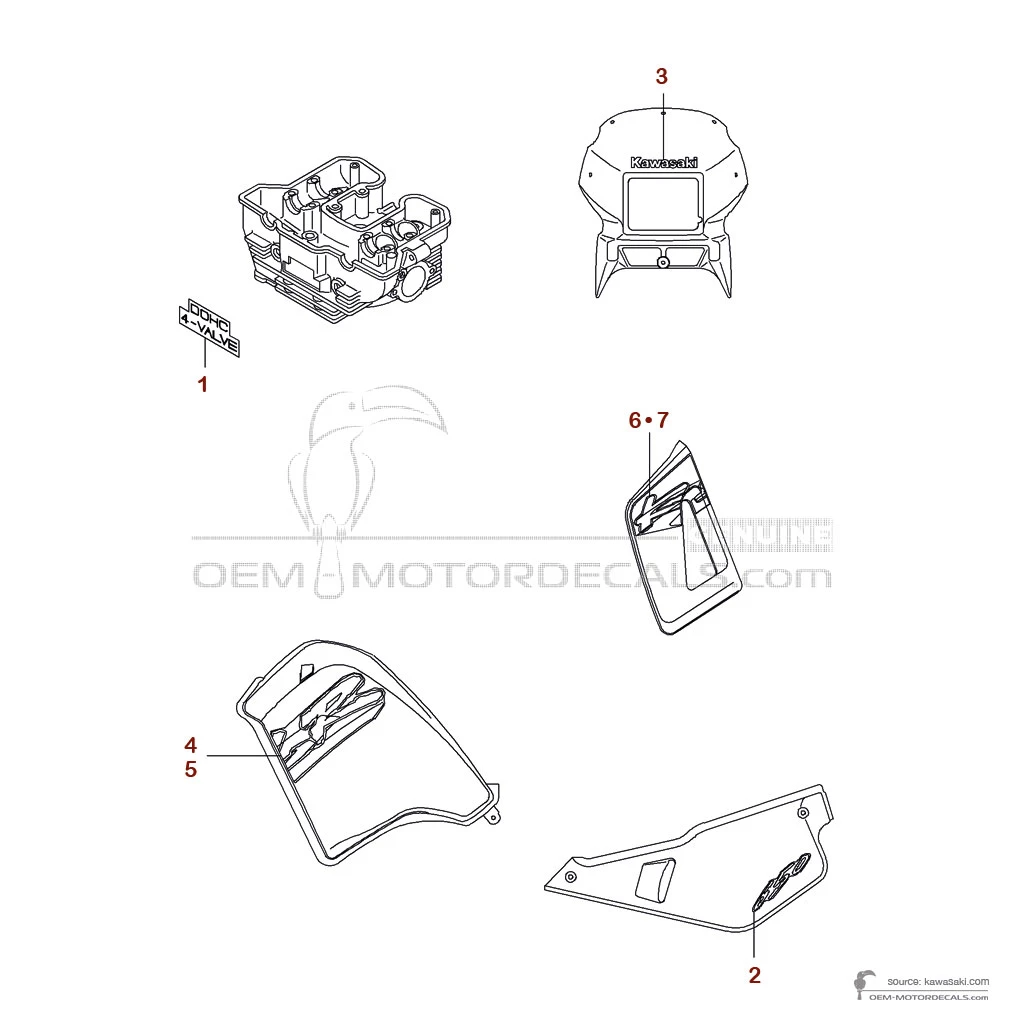 Adesivi per Kawasaki KLR650 1996 - Verde • Kawasaki Adesivi OEM