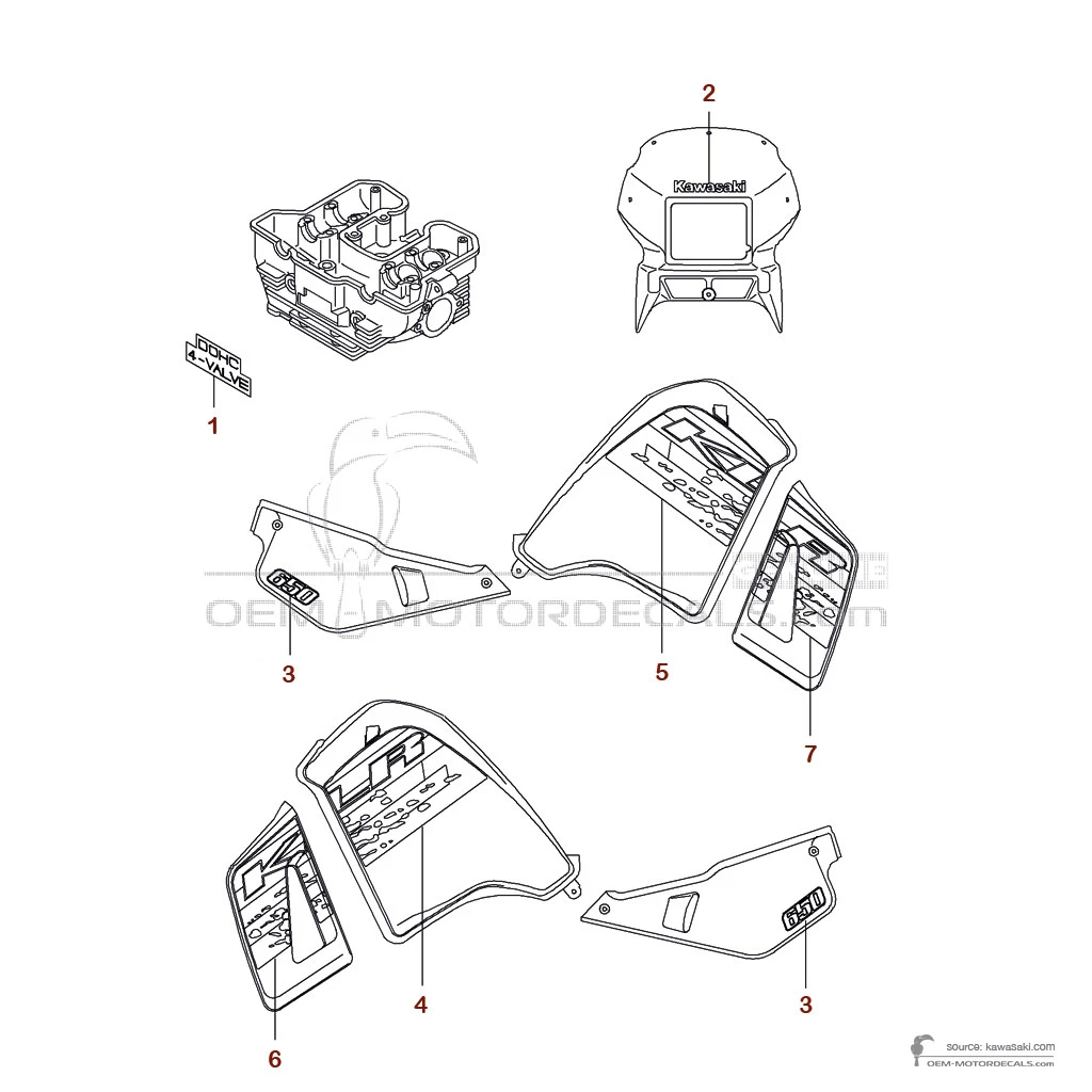 Pegatinas para Kawasaki KLR650 1999 - Verde • Kawasaki Pegatinas OEM