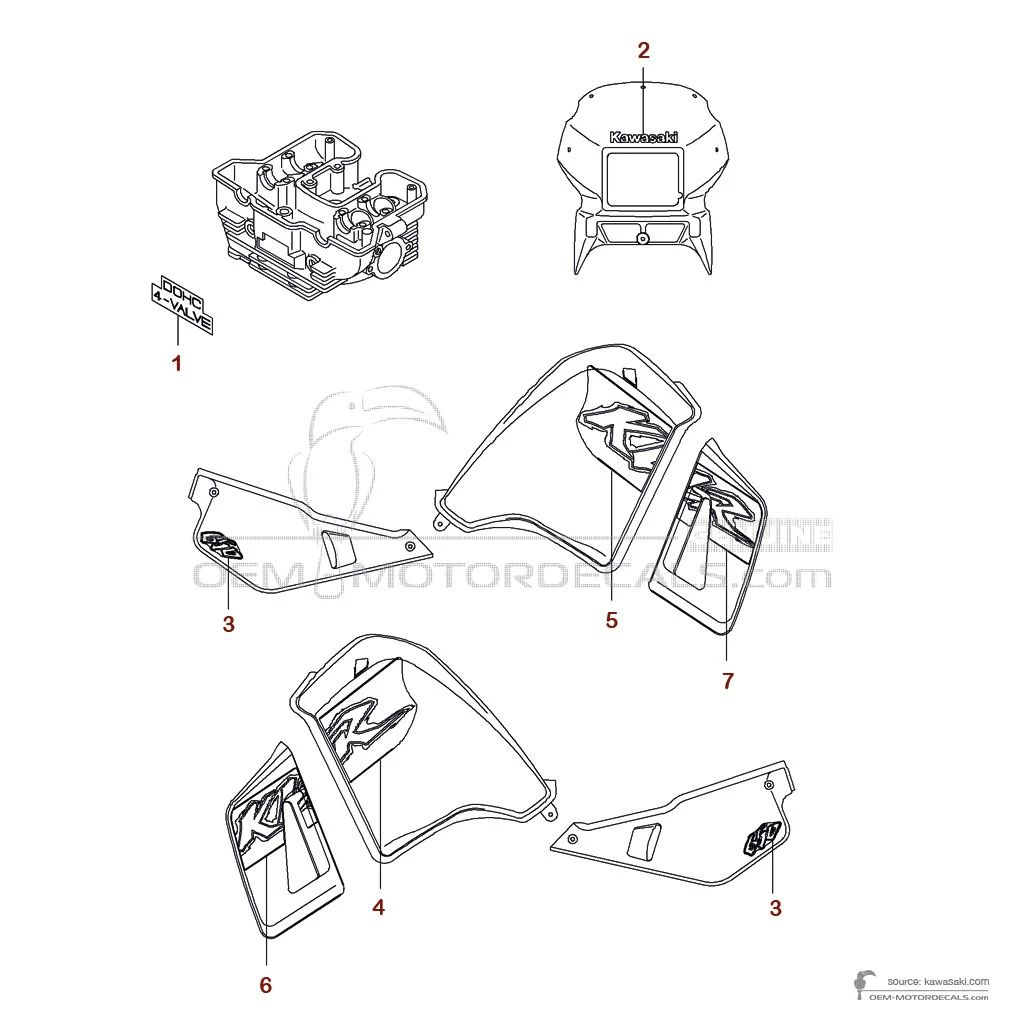Decals for Kawasaki KLR650 2000 - Green • Kawasaki OEM Decals