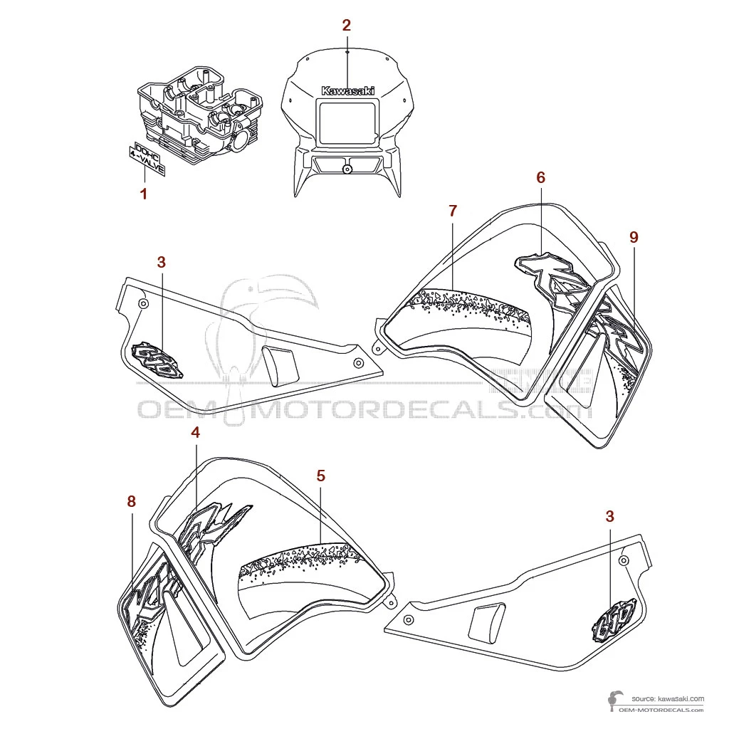 Naklejki do Kawasaki KLR650 2001 - Zielony • Kawasaki Naklejki OEM