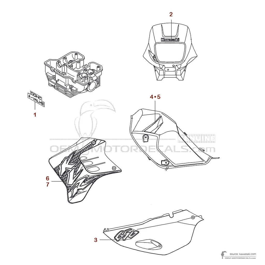 Decals for Kawasaki KLR650 2002 - Silver • Kawasaki OEM Decals