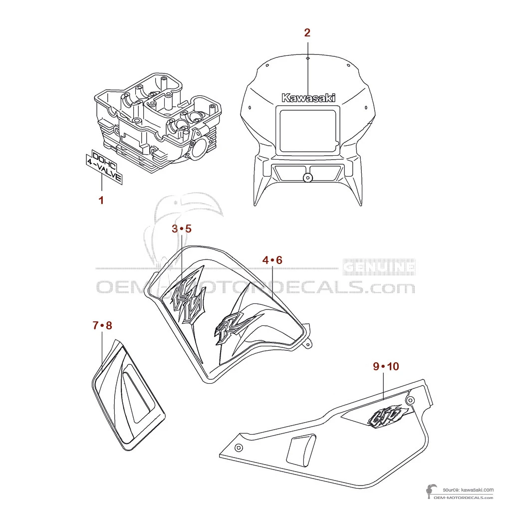 Decals for Kawasaki KLR650 2003 - Green • Kawasaki OEM Decals