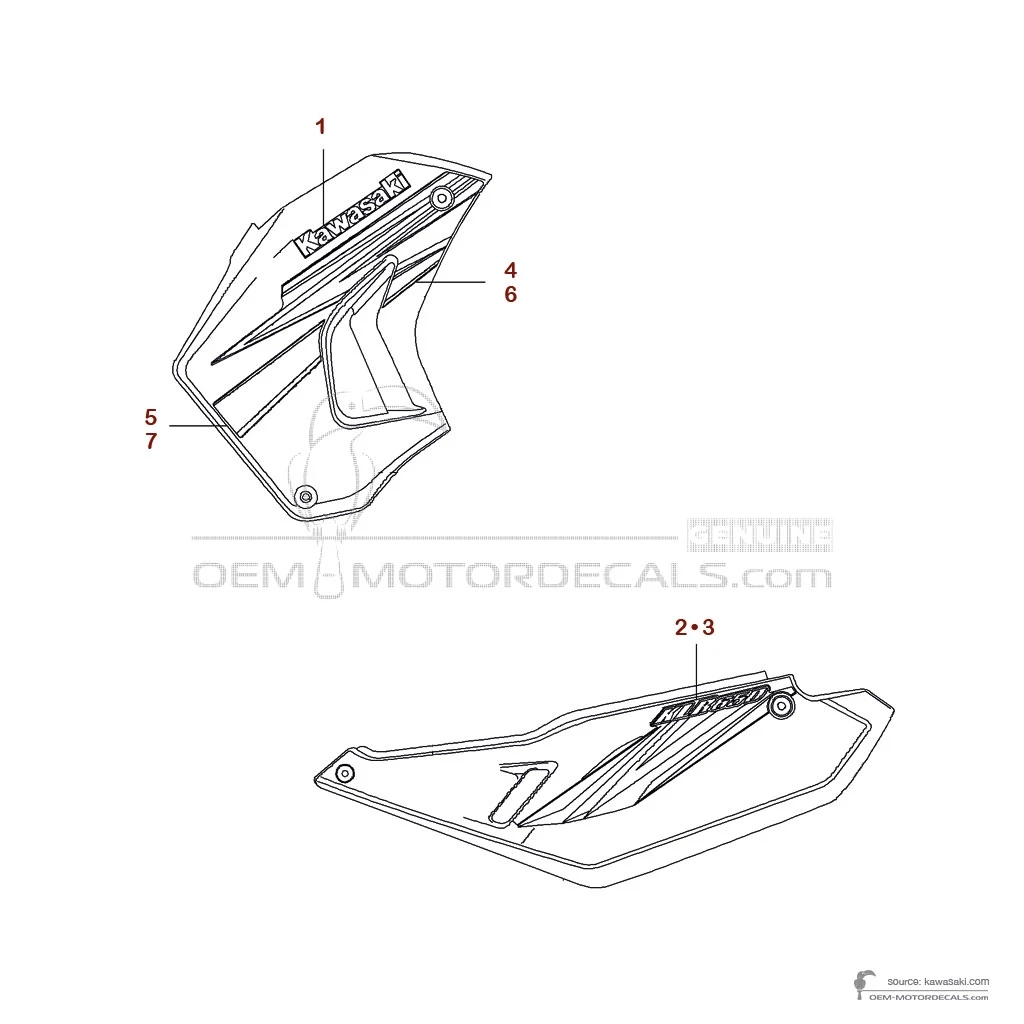 Stickers voor Kawasaki KLR650 2012 - Rood • Kawasaki OEM Stickers