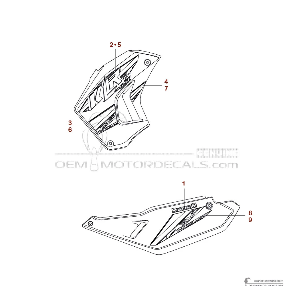Stickers voor Kawasaki KLR650 2013 - Ebony • Kawasaki OEM Stickers
