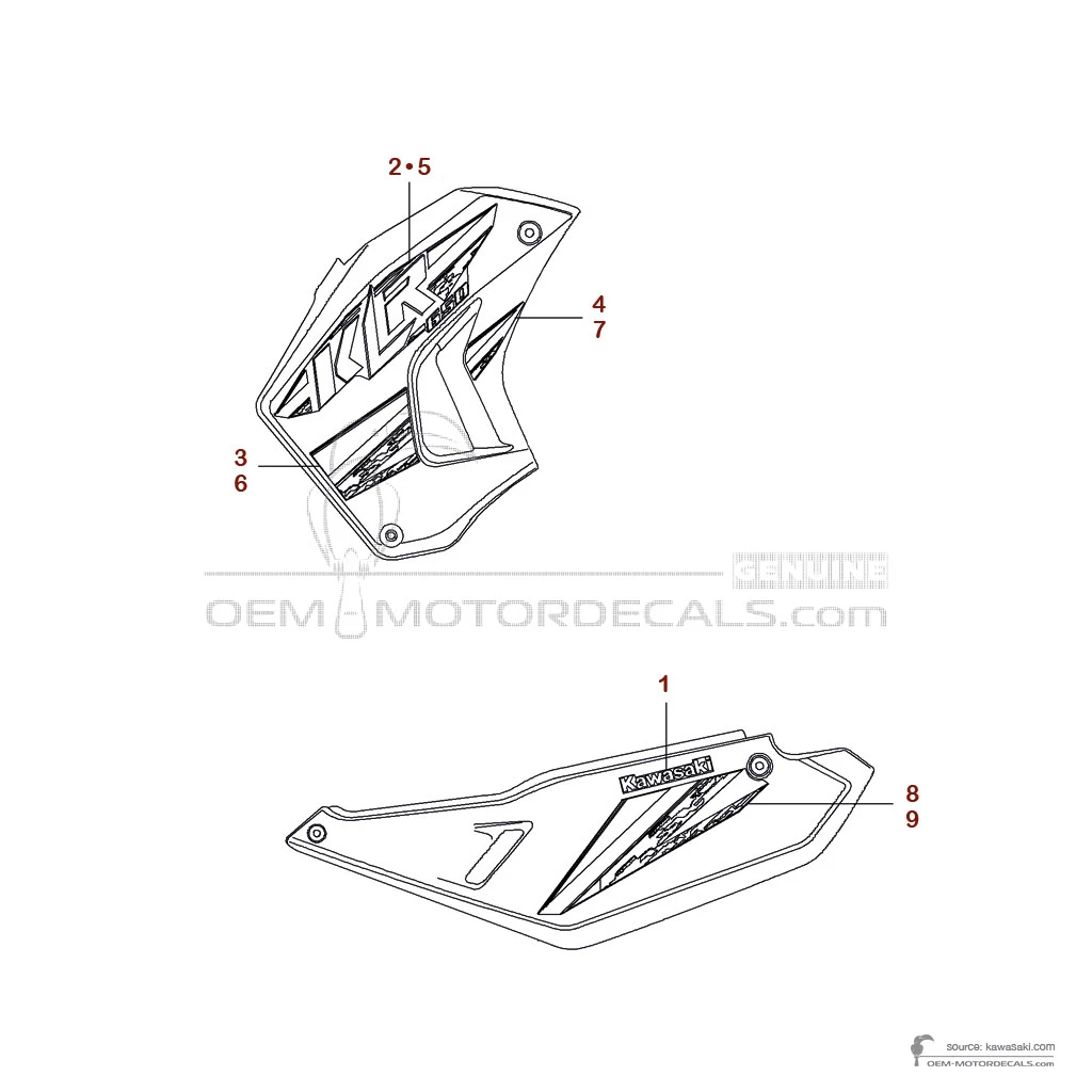 Adesivi per Kawasaki KLR650 2014 - Bianco • Kawasaki Adesivi OEM