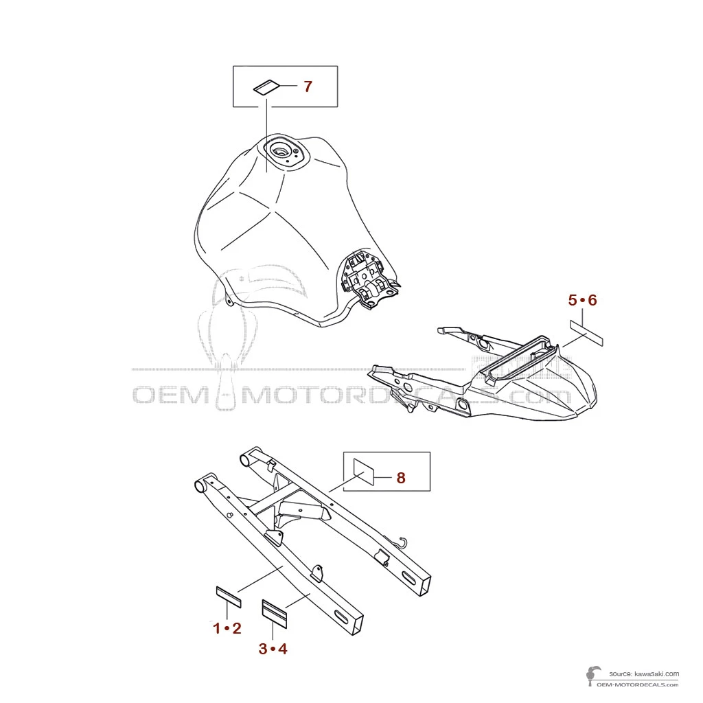 Pegatinas para Kawasaki KLR650 2022 - Etiquetas de precaución • Kawasaki Pegatinas OEM