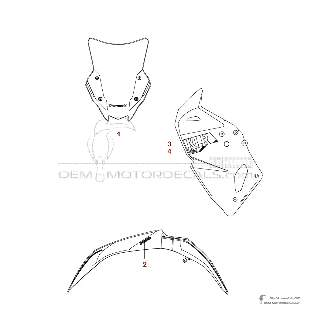Decals for Kawasaki KLR650 2022 - Green • Kawasaki OEM Decals
