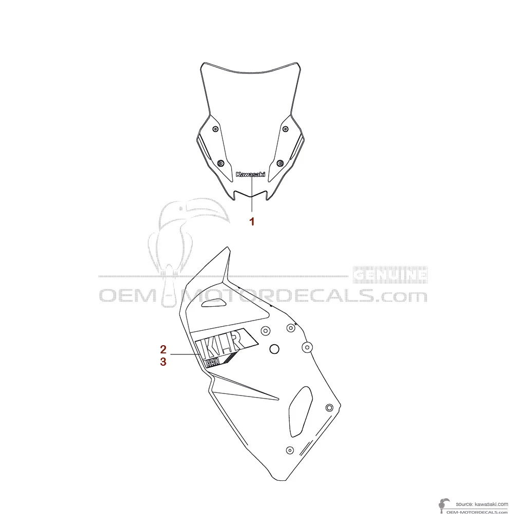 Adesivi per Kawasaki KLR650 2023 - Giallo • Kawasaki Adesivi OEM