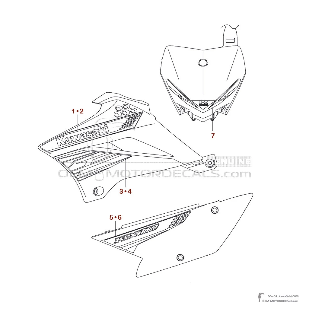 Adesivi per Kawasaki KLX110 2012 - Verde • Kawasaki Adesivi OEM