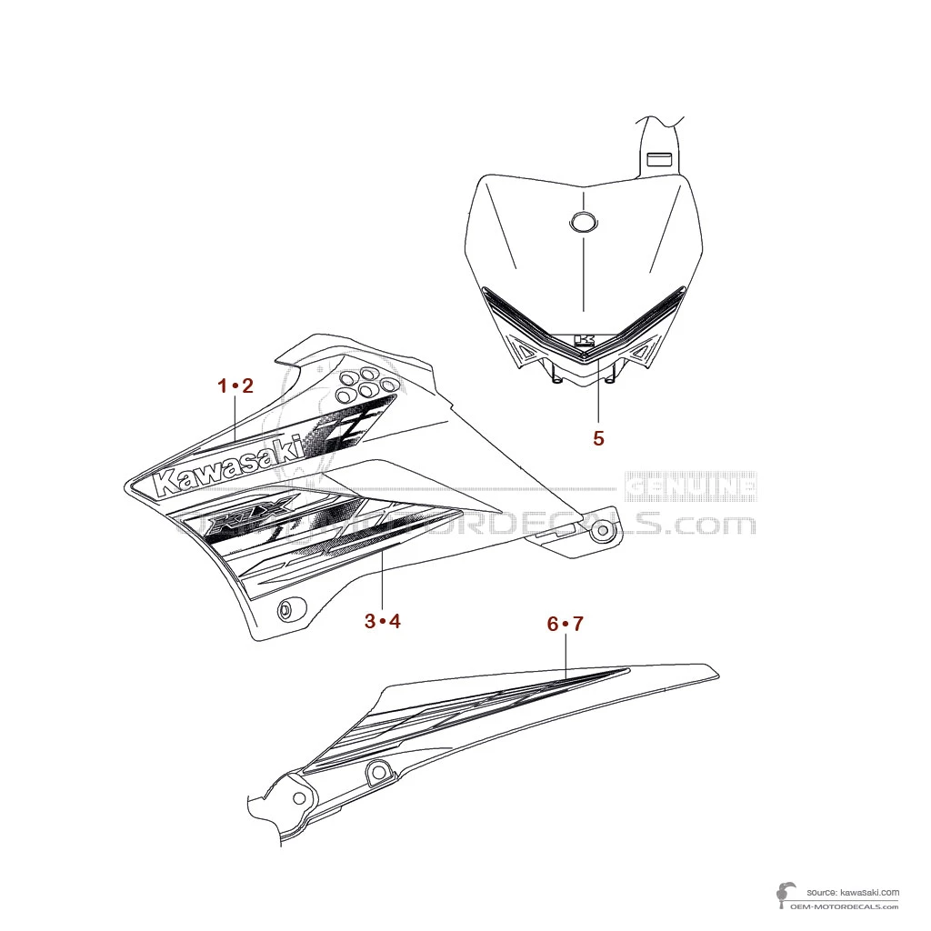 Stickers voor Kawasaki KLX110 2013 - Groen • Kawasaki OEM Stickers