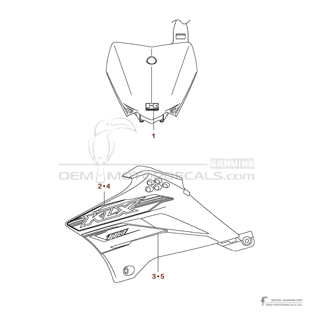 Autocollants pour Kawasaki KLX110 2016 - Vert • Kawasaki Autocollants OEM