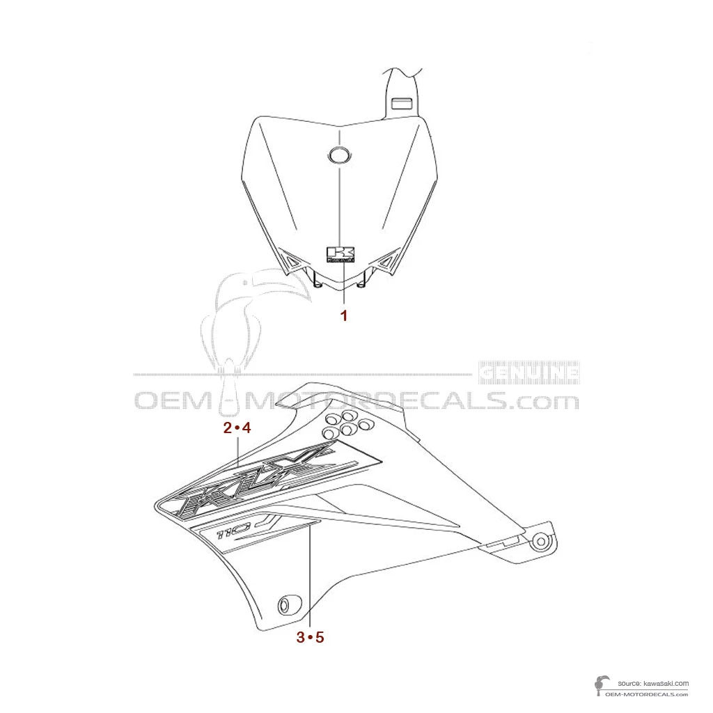 Stickers voor Kawasaki KLX110 2019 - Groen • Kawasaki OEM Stickers