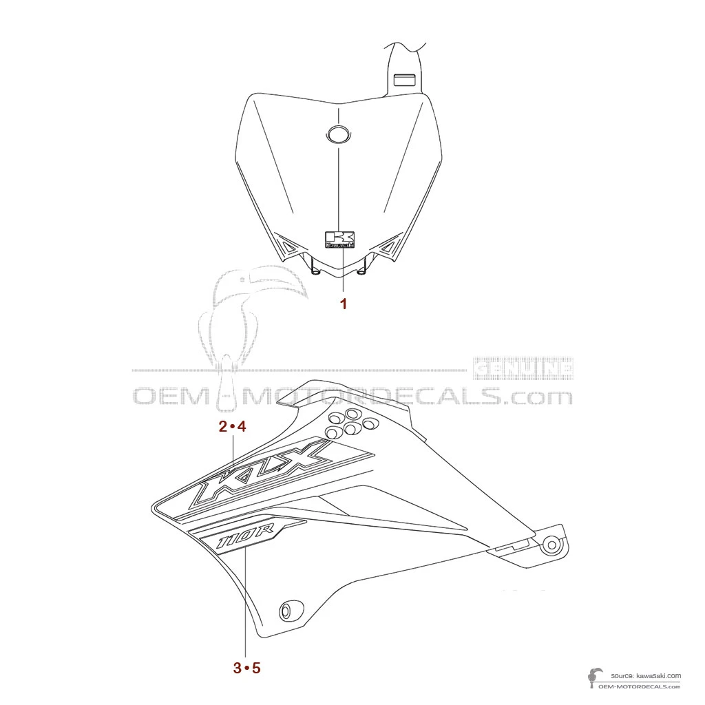 Pegatinas para Kawasaki KLX110R 2021 - Verde • Kawasaki Pegatinas OEM