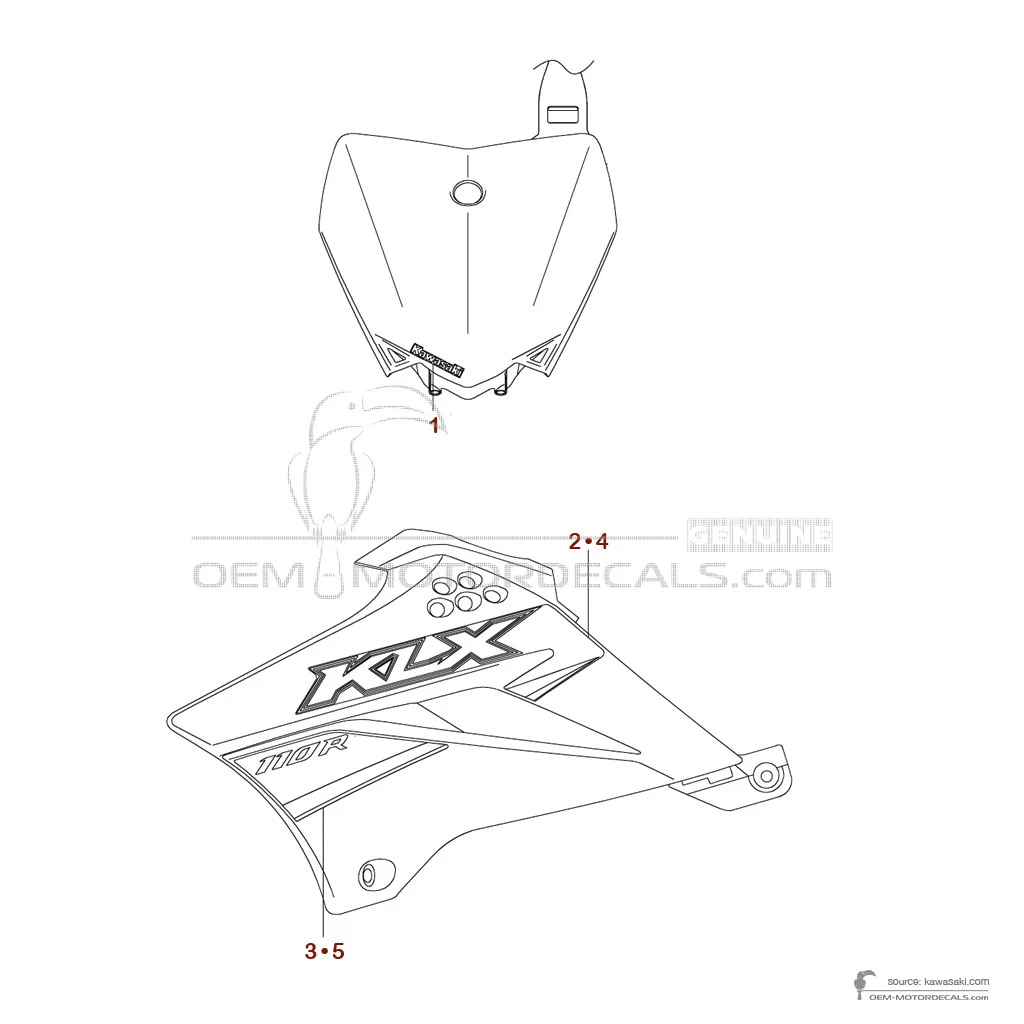 Pegatinas para Kawasaki KLX110R 2022 - Verde • Kawasaki Pegatinas OEM