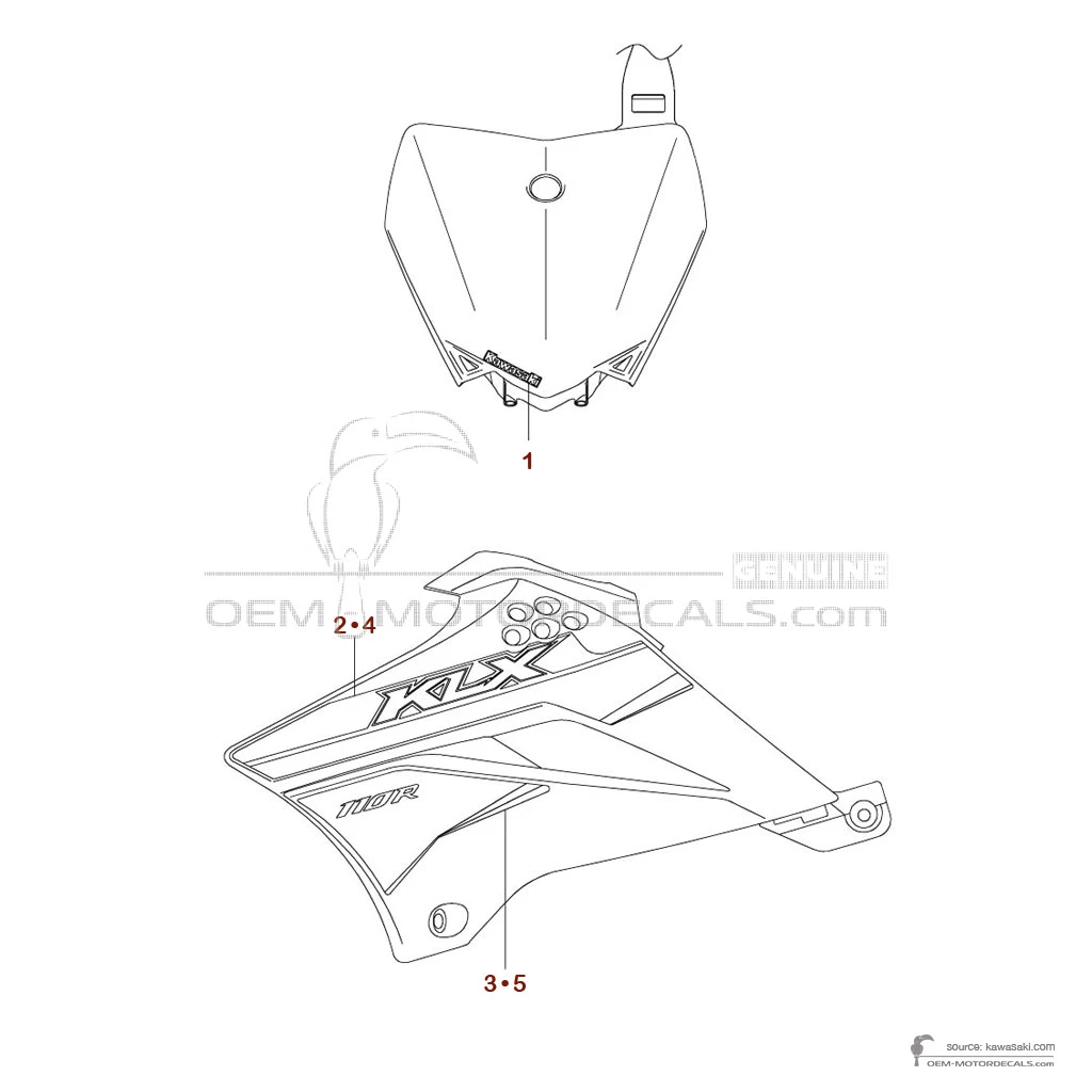 Decals for Kawasaki KLX110R 2024 - Green • Kawasaki OEM Decals