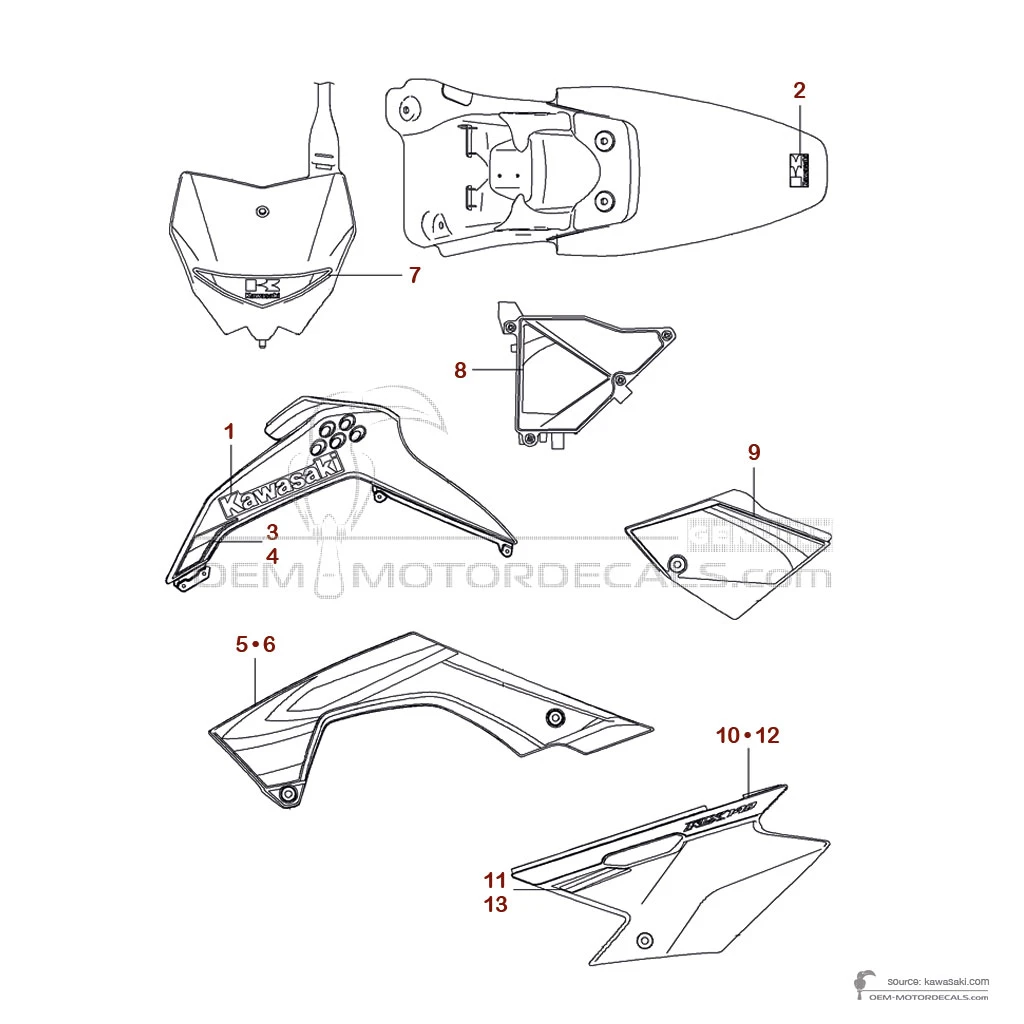 Naklejki do Kawasaki KLX140 2008 - Zielony • Kawasaki Naklejki OEM