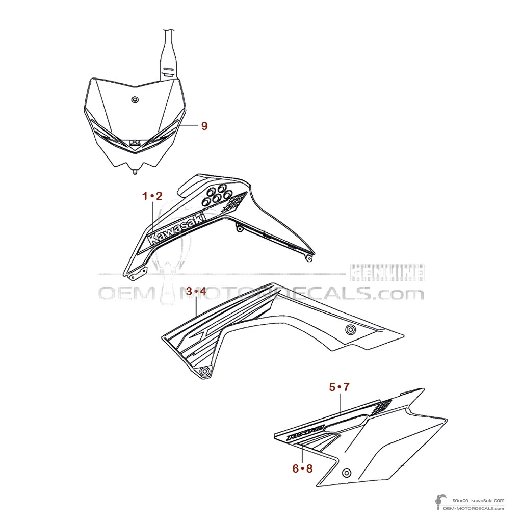 Stickers voor Kawasaki KLX140 2012 - Groen • Kawasaki OEM Stickers
