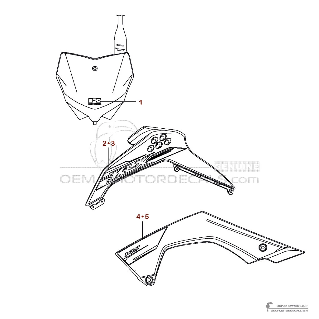 Adesivi per Kawasaki KLX140 2015 - Verde • Kawasaki Adesivi OEM