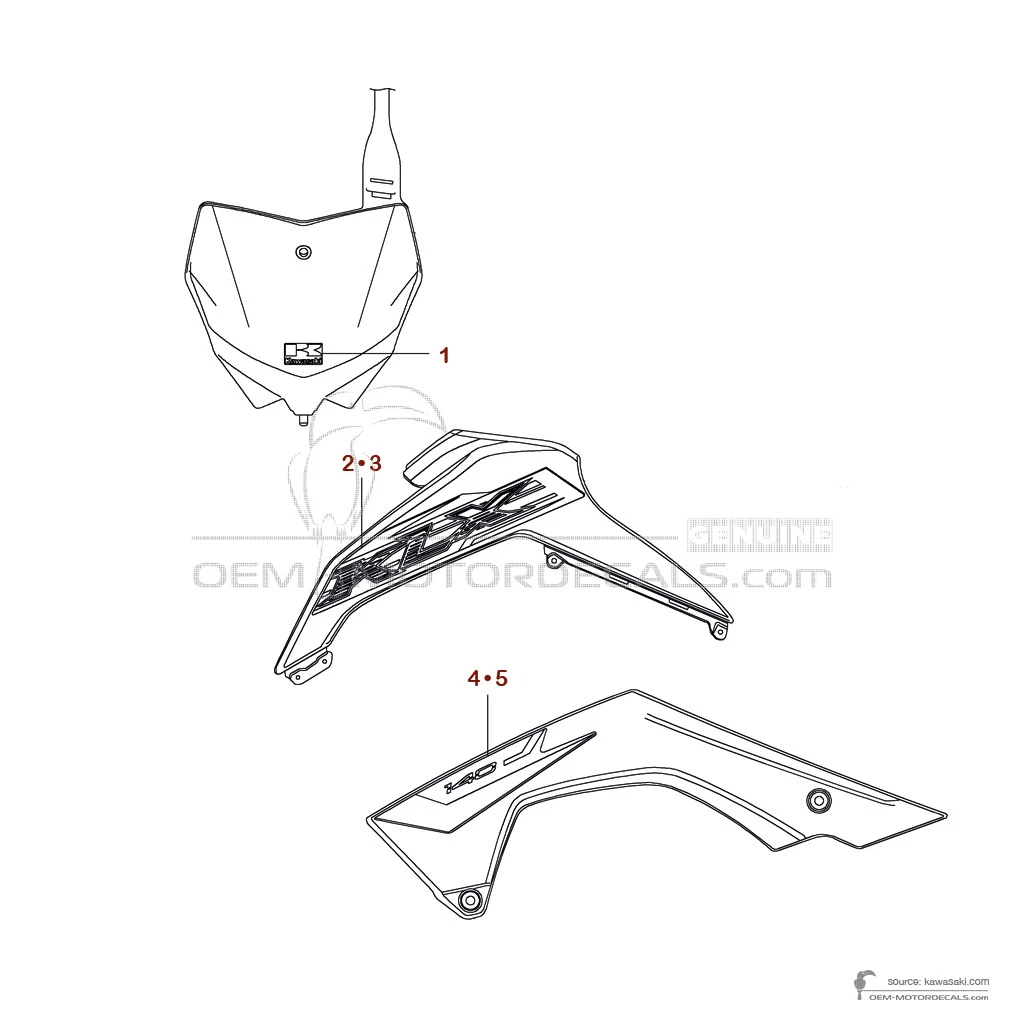 Adesivi per Kawasaki KLX140 2019 - Verde • Kawasaki Adesivi OEM