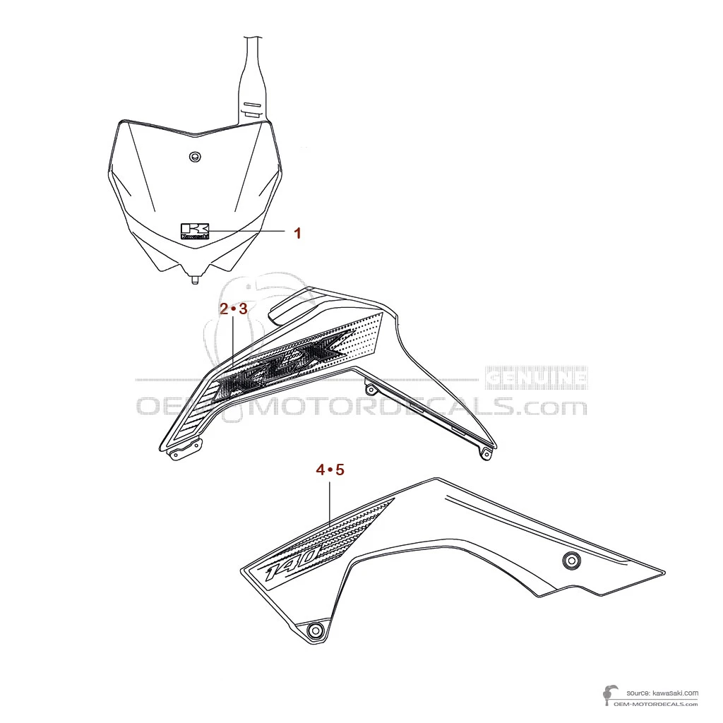 Adesivi per Kawasaki KLX140 2020 - Verde • Kawasaki Adesivi OEM