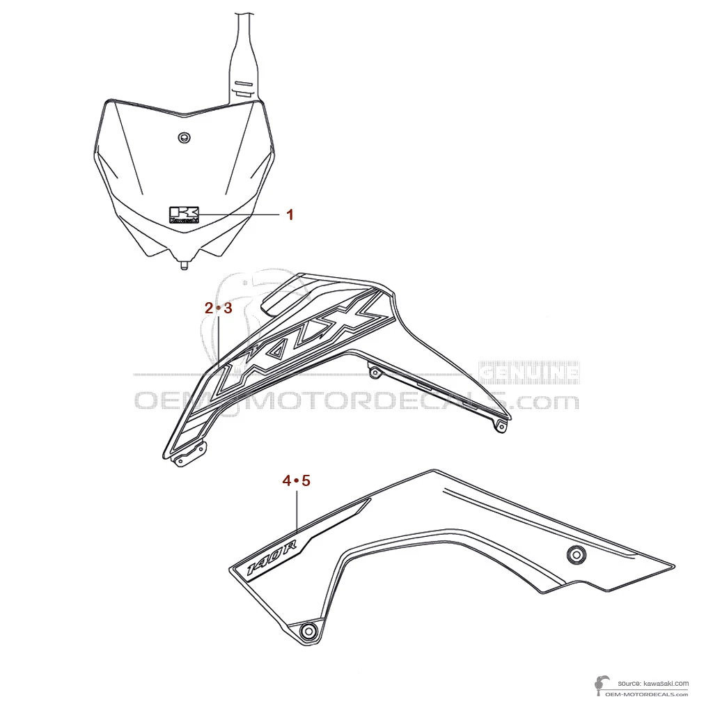 Pegatinas para Kawasaki KLX140R 2021 - Verde • Kawasaki Pegatinas OEM