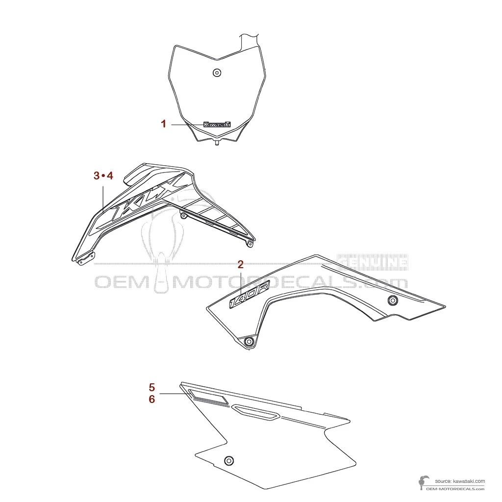 Naklejki do Kawasaki KLX140R 2025 - Zielony • Kawasaki Naklejki OEM