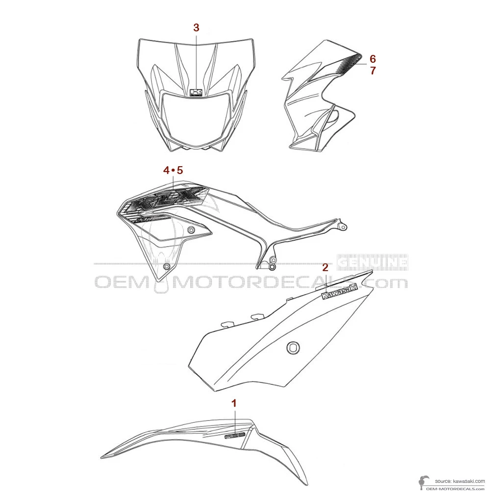 Pegatinas para Kawasaki KLX230 2020 - Negro • Kawasaki Pegatinas OEM