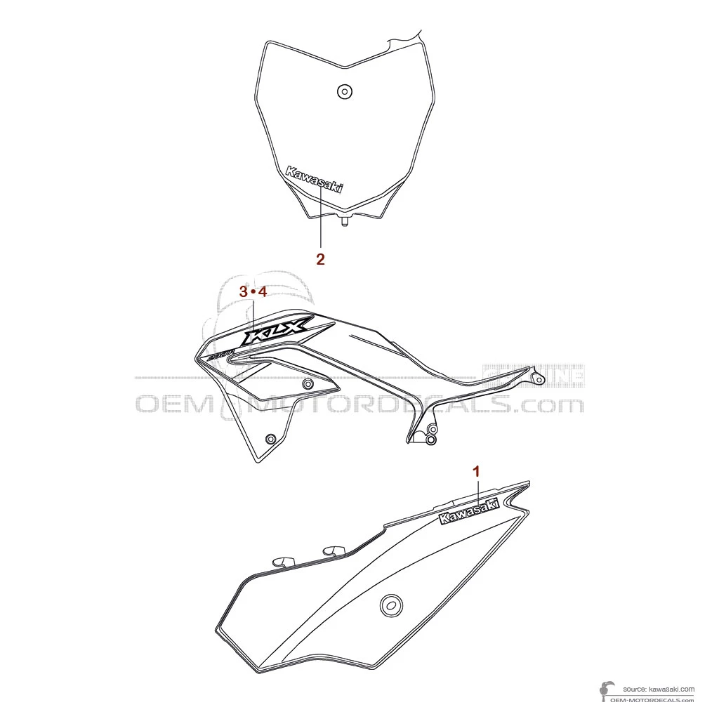 Autocollants pour Kawasaki KLX230R 2022 - Vert • Kawasaki Autocollants OEM