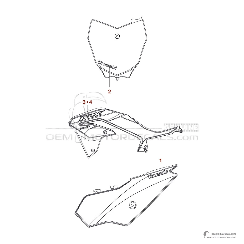 Stickers voor Kawasaki KLX230R 2024 - Groen • Kawasaki OEM Stickers