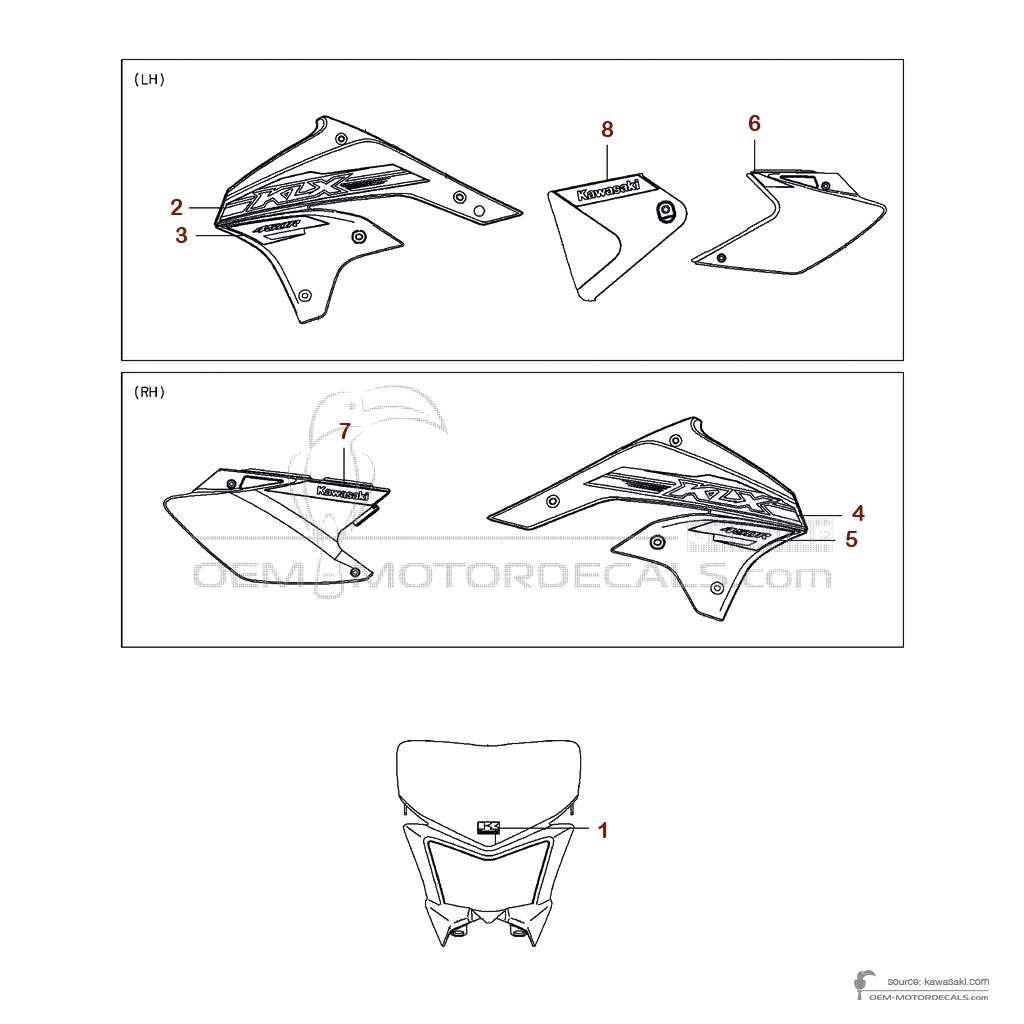 Aufkleber für Kawasaki KLX450R 2015 - Grün • Kawasaki OEM-Aufkleber