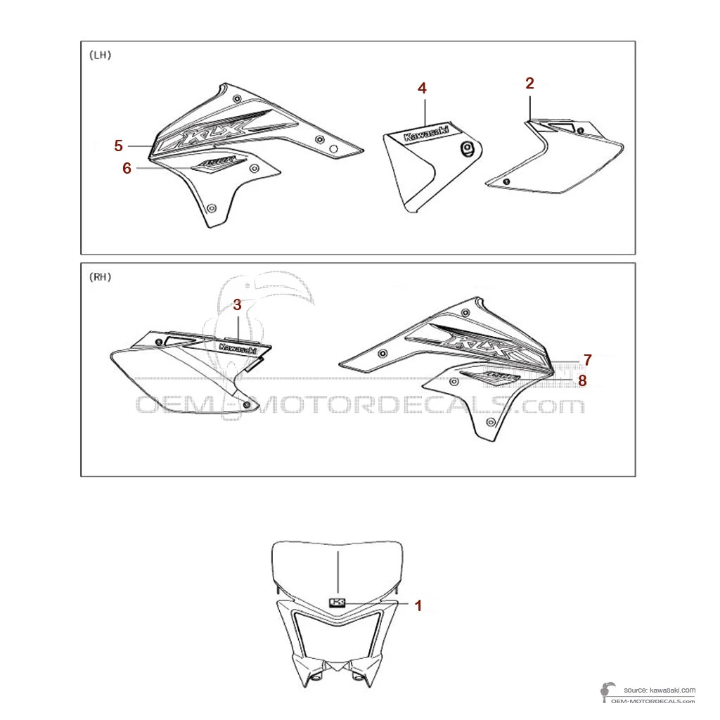 Adesivi per Kawasaki KLX450R 2018 - Verde • Kawasaki Adesivi OEM
