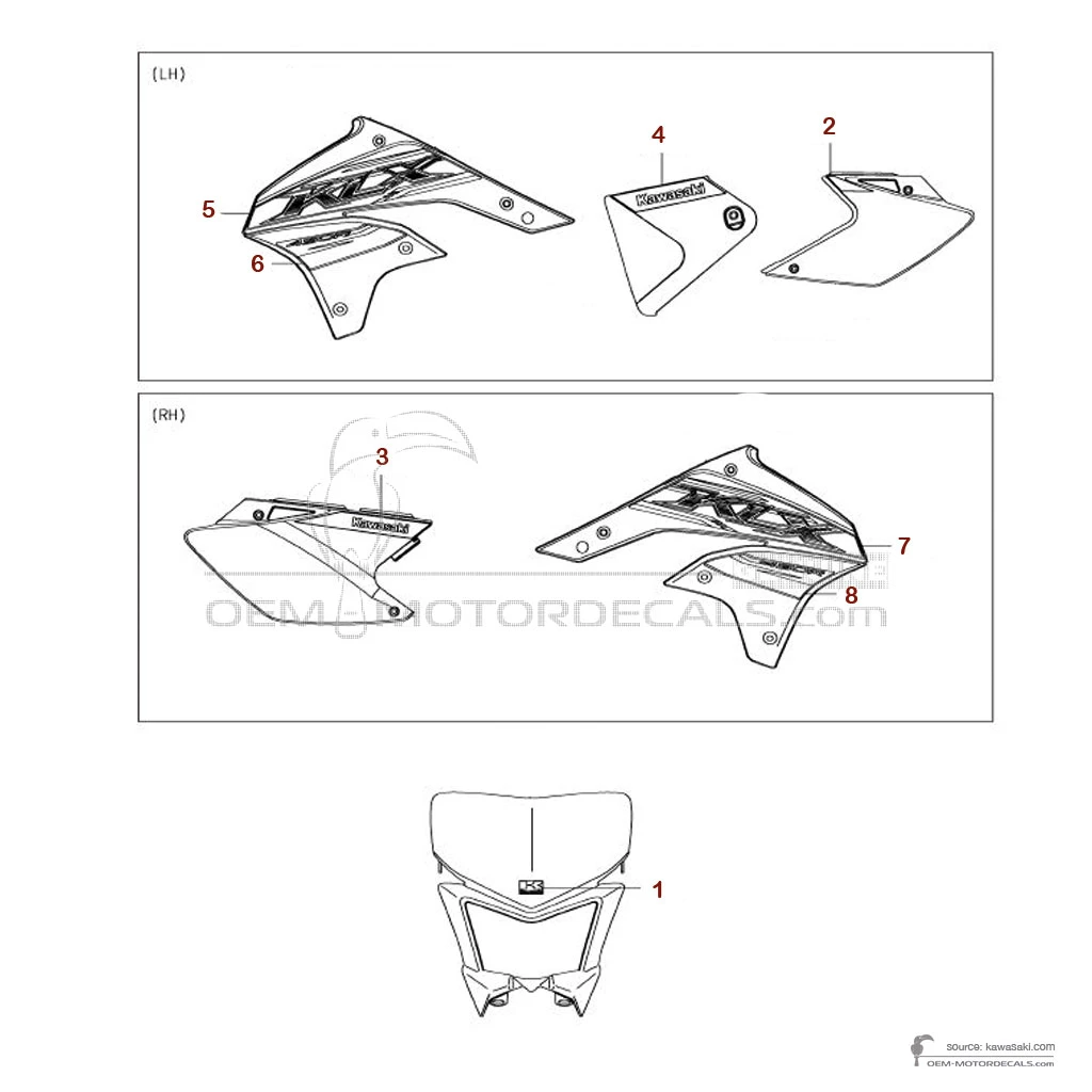 Stickers voor Kawasaki KLX450R 2019 - Groen • Kawasaki OEM Stickers