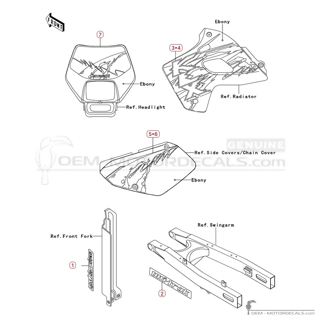 Pegatinas para Kawasaki KLX650 1993 • Kawasaki Pegatinas OEM