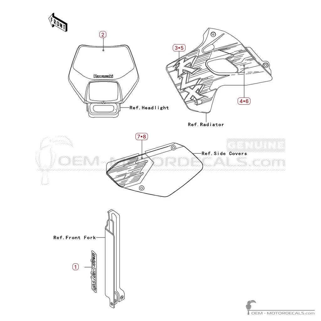 Aufkleber für Kawasaki KLX650 R 1995 • Kawasaki OEM-Aufkleber