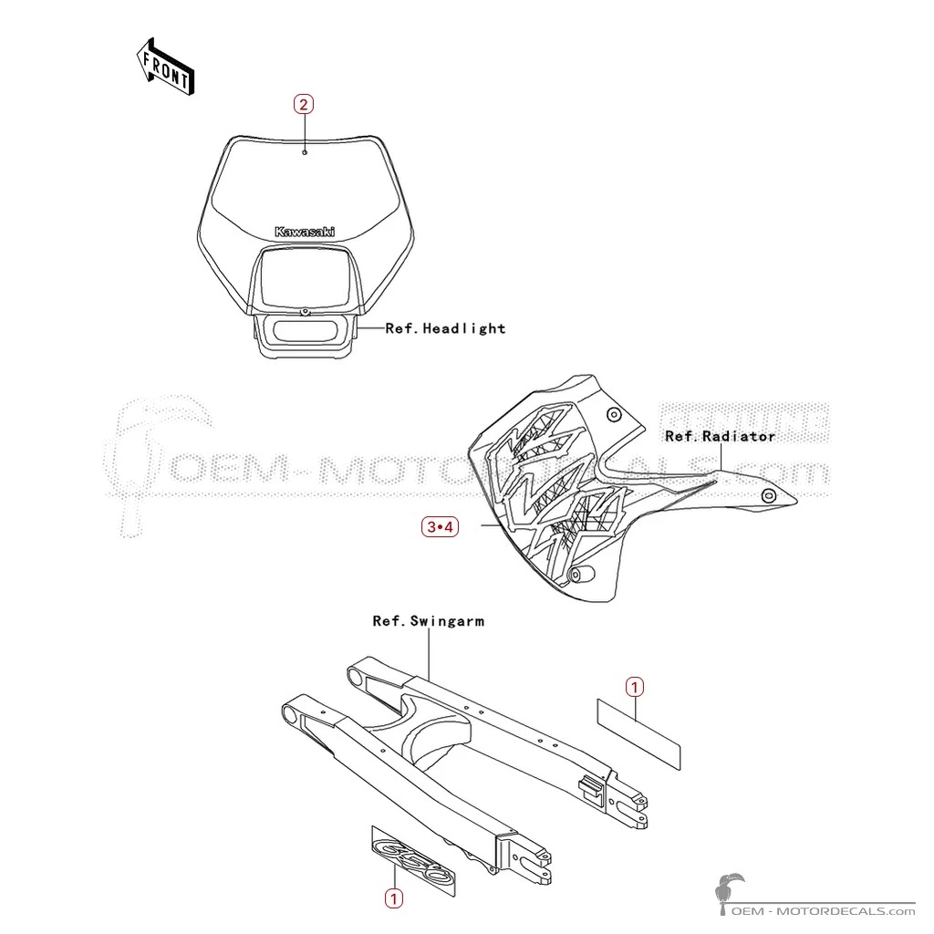 Decals for Kawasaki KLX650 R 1996 • Kawasaki OEM Decals