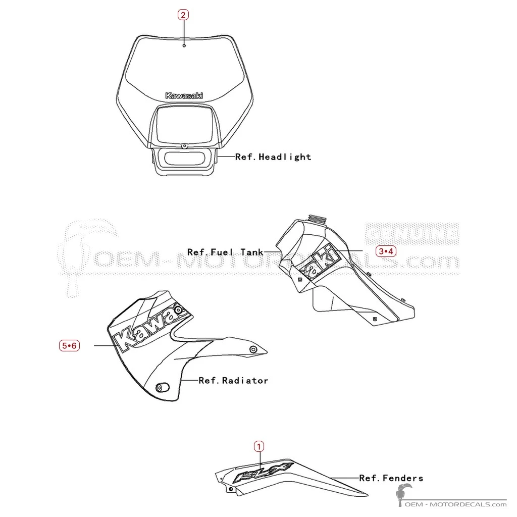 Naklejki do Kawasaki KLX650 R 2001 • Kawasaki Naklejki OEM