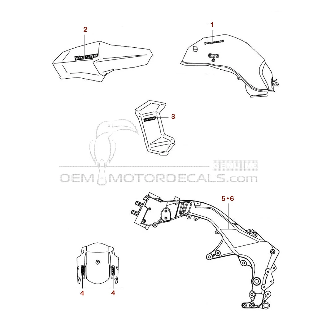Naklejki do Kawasaki KLZ1000 VERSYS 2012 - Szary • Kawasaki Naklejki OEM