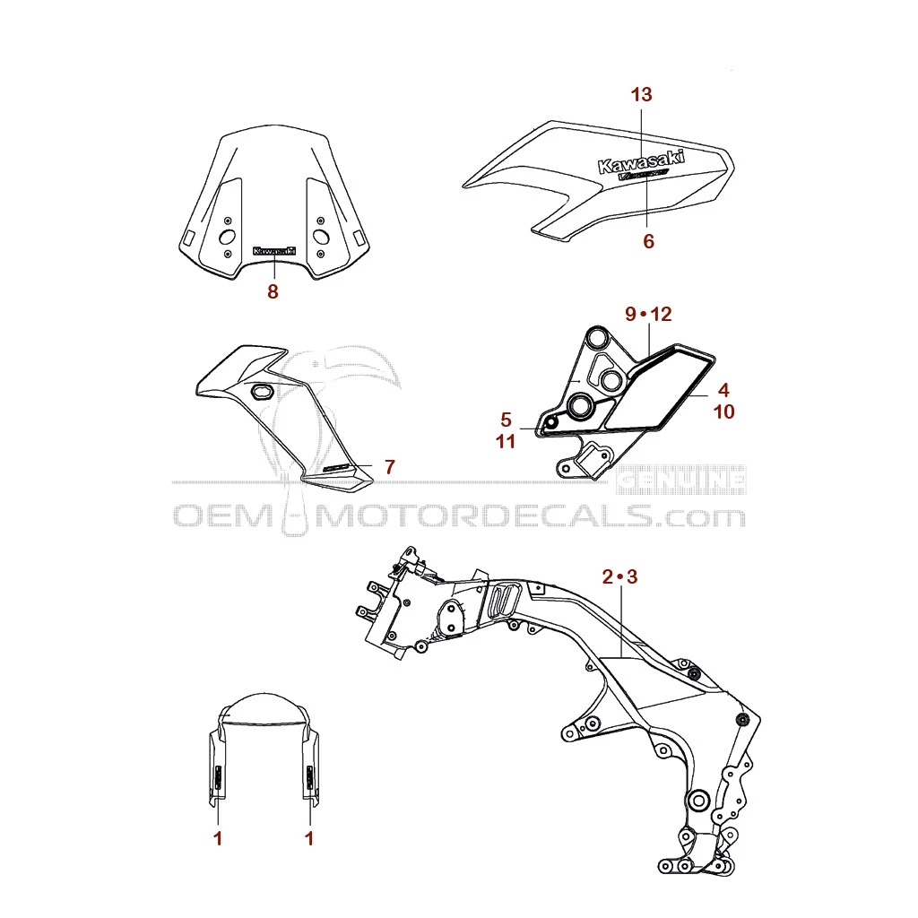 Pegatinas para Kawasaki KLZ1000 VERSYS 2015 - Blanco • Kawasaki Pegatinas OEM