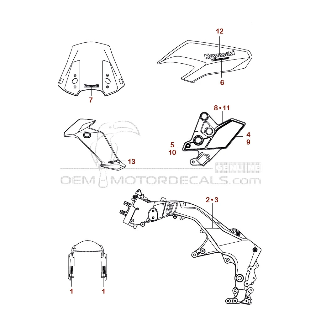 Pegatinas para Kawasaki KLZ1000 VERSYS 2016 - Verde • Kawasaki Pegatinas OEM