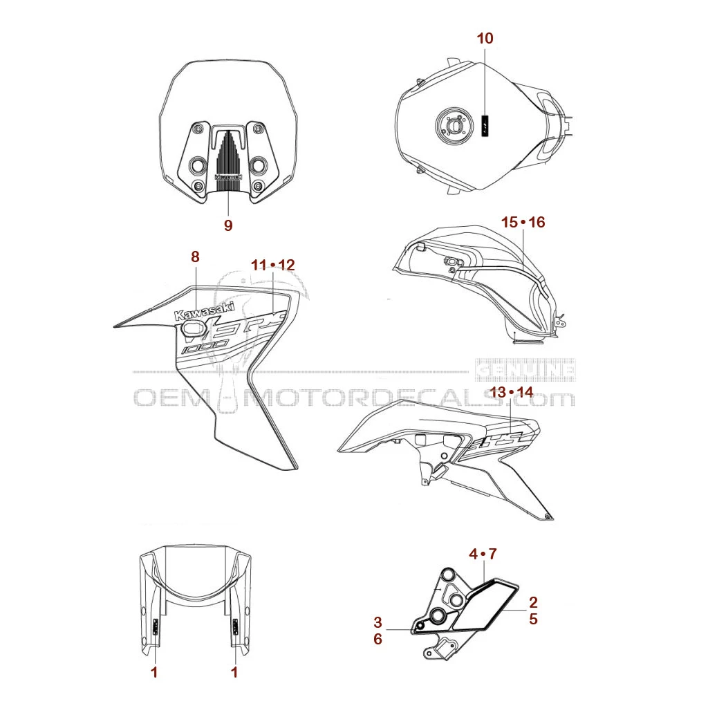 Adesivi per Kawasaki KLZ1000 VERSYS 2019 - Verde • Kawasaki Adesivi OEM