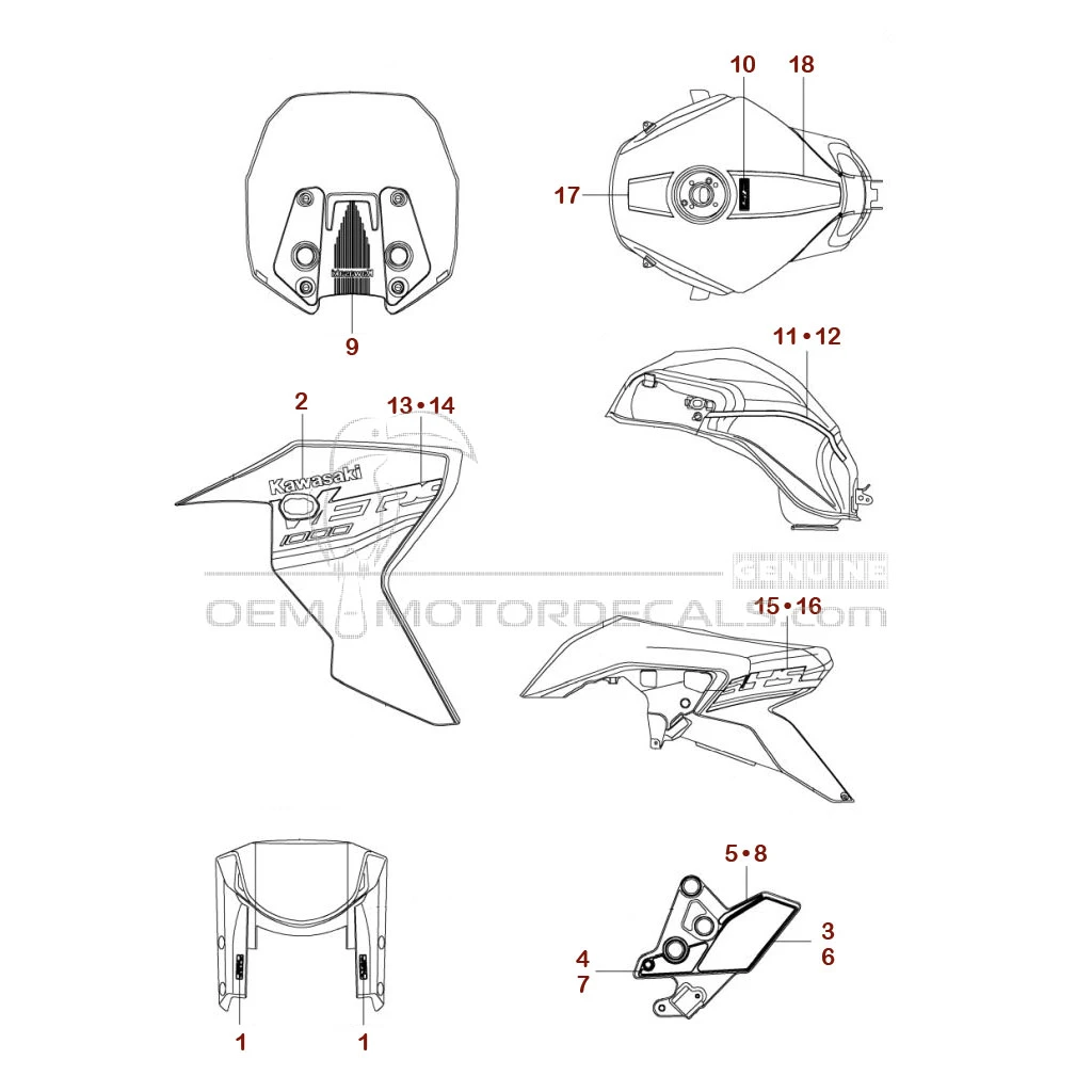 Adesivi per Kawasaki KLZ1000 VERSYS 2020 - Grigio • Kawasaki Adesivi OEM