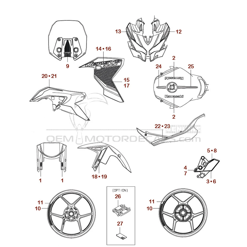 Naklejki do Kawasaki KLZ1000S VERSYS 2023 - Zielony • Kawasaki Naklejki OEM