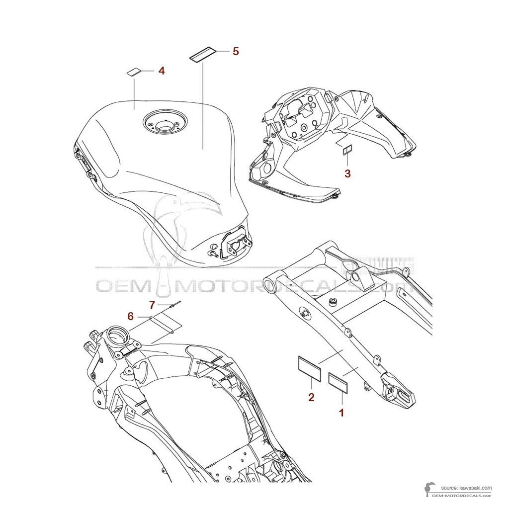 Decals for Kawasaki NINJA 1100SX 2025 - Caution labels • Kawasaki OEM Decals