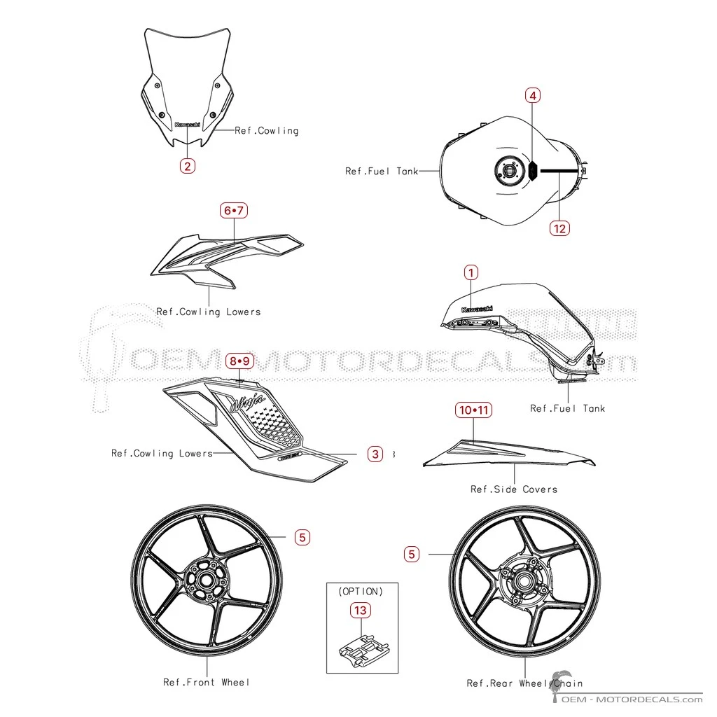 Autocollants pour Kawasaki NINJA 1100SX | ZX1100 SE 2026 • Kawasaki Autocollants OEM