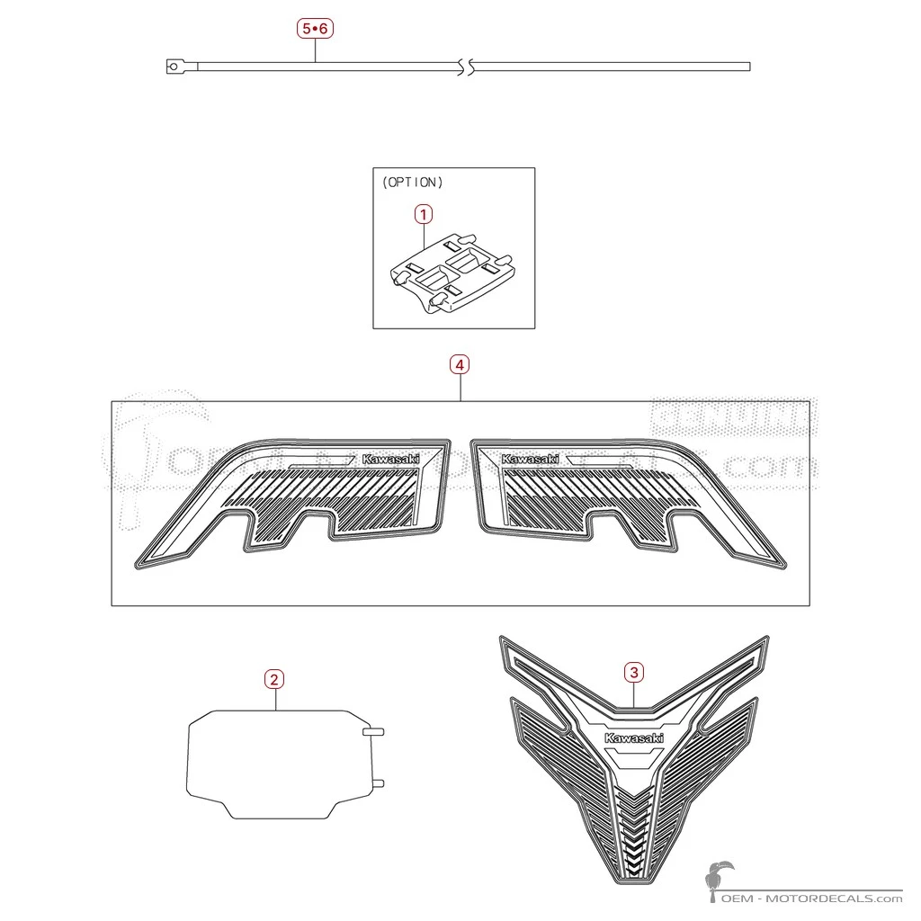 Adesivi per Adesivi opzionali • Kawasaki Adesivi OEM