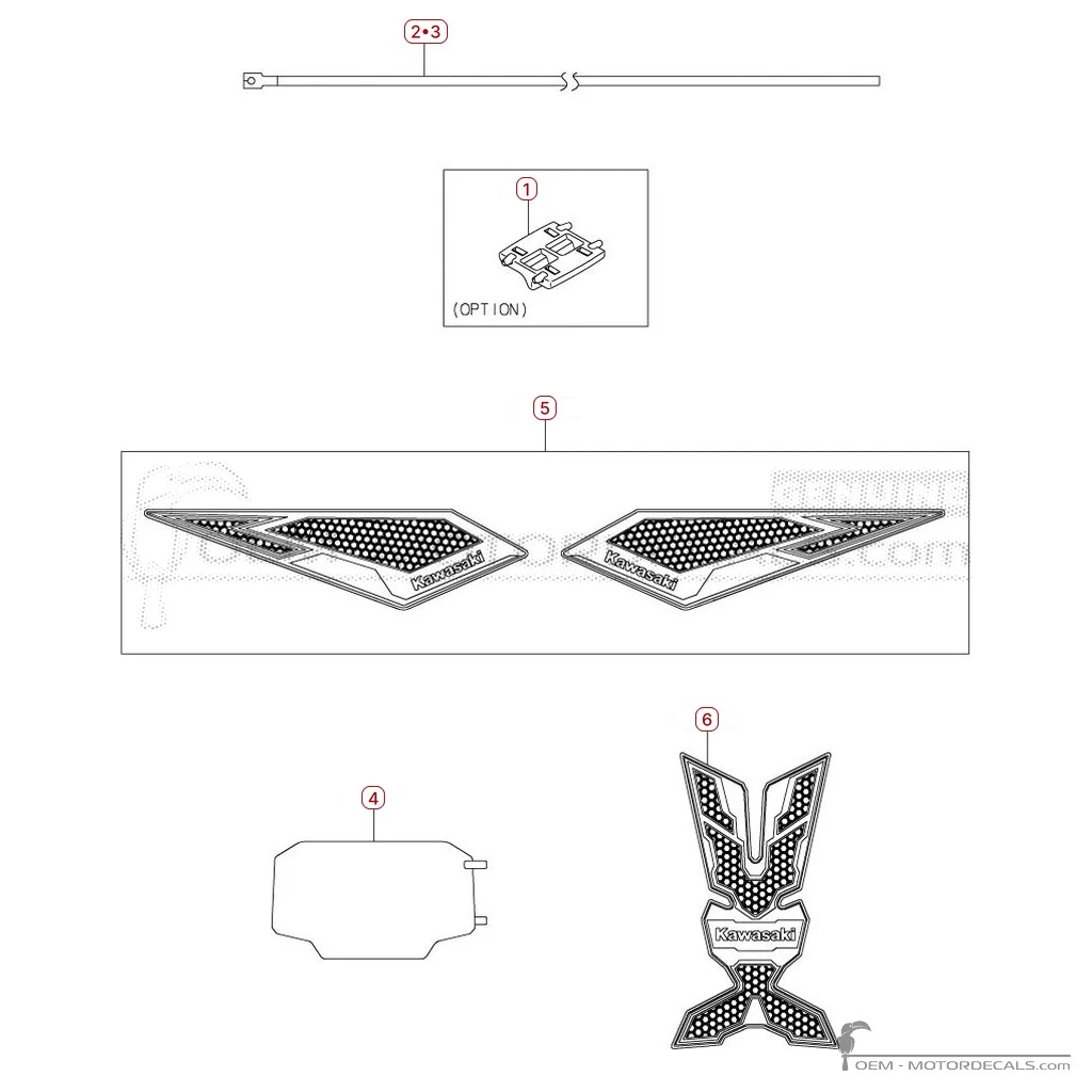 Naklejki do Naklejki opcjonalne • Kawasaki Naklejki OEM